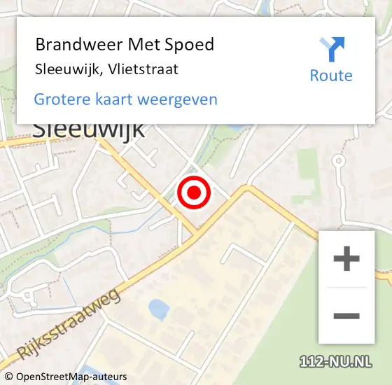 Locatie op kaart van de 112 melding: Brandweer Met Spoed Naar Sleeuwijk, Vlietstraat op 4 november 2024 08:54