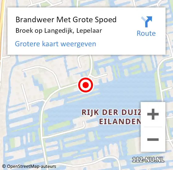 Locatie op kaart van de 112 melding: Brandweer Met Grote Spoed Naar Broek op Langedijk, Lepelaar op 4 november 2024 08:57