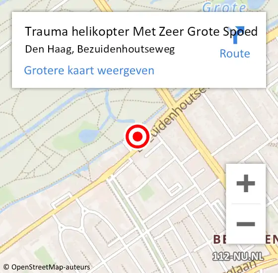 Locatie op kaart van de 112 melding: Trauma helikopter Met Zeer Grote Spoed Naar Den Haag, Bezuidenhoutseweg op 4 november 2024 09:01