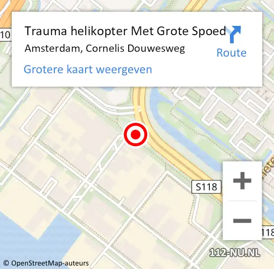 Locatie op kaart van de 112 melding: Trauma helikopter Met Grote Spoed Naar Amsterdam, Cornelis Douwesweg op 4 november 2024 09:08