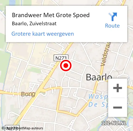 Locatie op kaart van de 112 melding: Brandweer Met Grote Spoed Naar Baarlo, Zuivelstraat op 4 november 2024 09:26