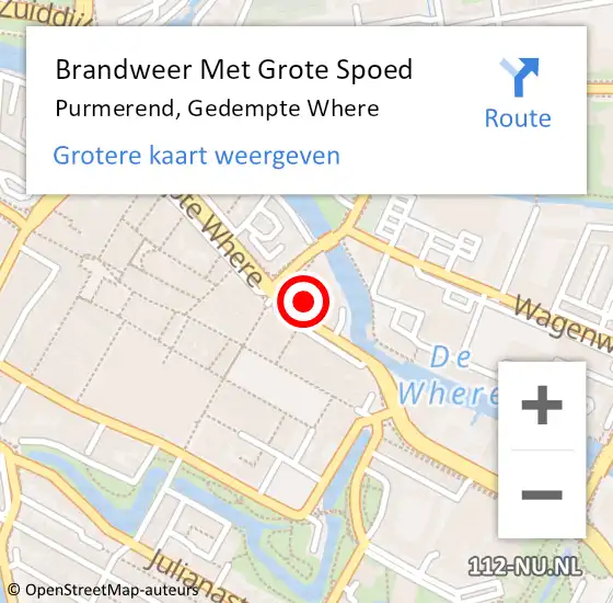 Locatie op kaart van de 112 melding: Brandweer Met Grote Spoed Naar Purmerend, Gedempte Where op 4 november 2024 09:54