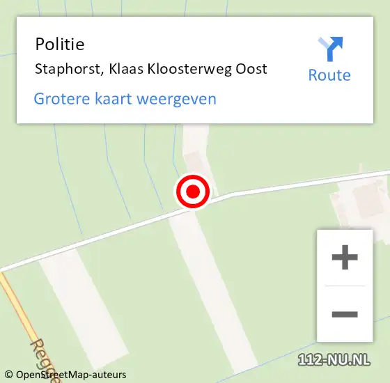 Locatie op kaart van de 112 melding: Politie Staphorst, Klaas Kloosterweg Oost op 4 november 2024 10:06