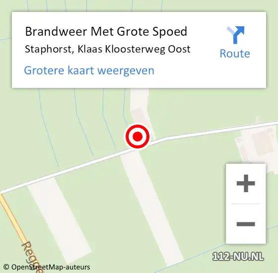 Locatie op kaart van de 112 melding: Brandweer Met Grote Spoed Naar Staphorst, Klaas Kloosterweg Oost op 4 november 2024 10:07