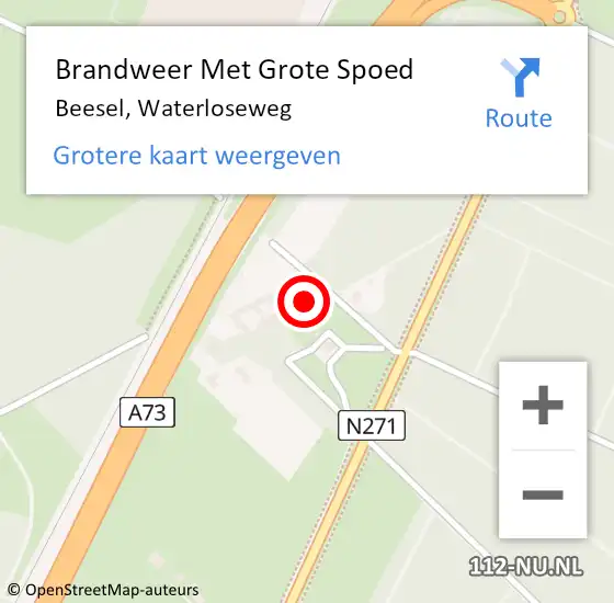 Locatie op kaart van de 112 melding: Brandweer Met Grote Spoed Naar Beesel, Waterloseweg op 4 november 2024 10:44