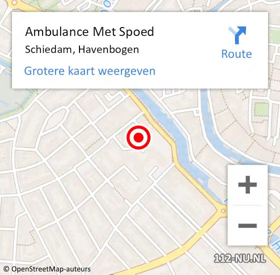 Locatie op kaart van de 112 melding: Ambulance Met Spoed Naar Schiedam, Havenbogen op 4 november 2024 10:51