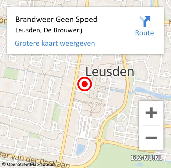 Locatie op kaart van de 112 melding: Brandweer Geen Spoed Naar Leusden, De Brouwerij op 4 november 2024 10:52