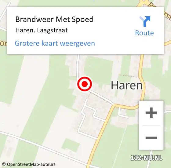 Locatie op kaart van de 112 melding: Brandweer Met Spoed Naar Haren, Laagstraat op 4 november 2024 11:22