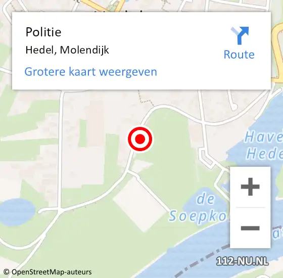 Locatie op kaart van de 112 melding: Politie Hedel, Molendijk op 4 november 2024 11:25