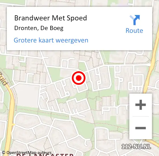 Locatie op kaart van de 112 melding: Brandweer Met Spoed Naar Dronten, De Boeg op 4 november 2024 11:27