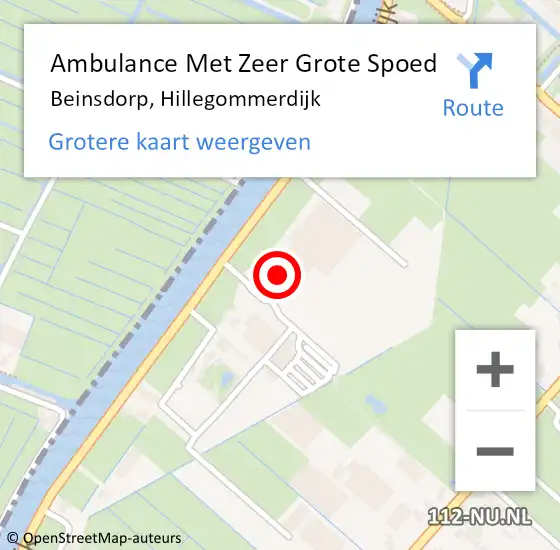 Locatie op kaart van de 112 melding: Ambulance Met Zeer Grote Spoed Naar Beinsdorp, Hillegommerdijk op 4 november 2024 11:32