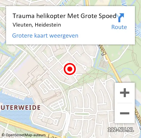 Locatie op kaart van de 112 melding: Trauma helikopter Met Grote Spoed Naar Vleuten, Heidestein op 4 november 2024 11:41