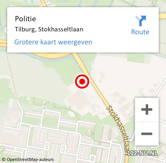 Locatie op kaart van de 112 melding: Politie Tilburg, Stokhasseltlaan op 4 november 2024 11:44