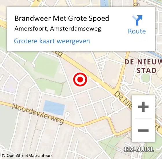 Locatie op kaart van de 112 melding: Brandweer Met Grote Spoed Naar Amersfoort, Amsterdamseweg op 4 november 2024 11:46