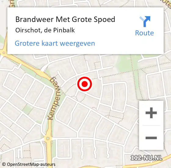 Locatie op kaart van de 112 melding: Brandweer Met Grote Spoed Naar Oirschot, de Pinbalk op 4 november 2024 12:20