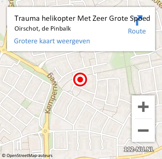 Locatie op kaart van de 112 melding: Trauma helikopter Met Zeer Grote Spoed Naar Oirschot, de Pinbalk op 4 november 2024 12:22