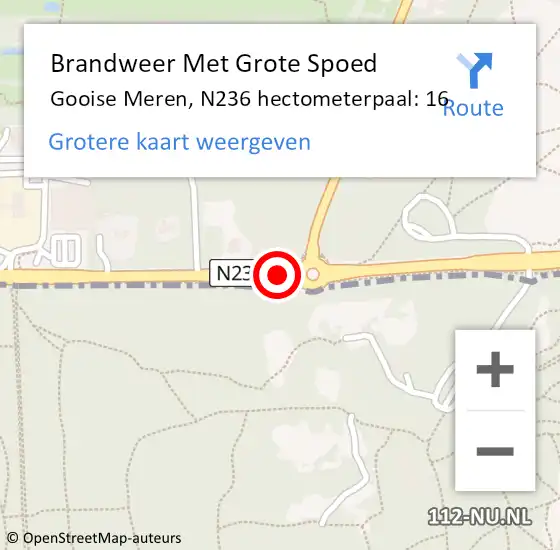 Locatie op kaart van de 112 melding: Brandweer Met Grote Spoed Naar Gooise Meren, N236 hectometerpaal: 16 op 4 november 2024 12:32