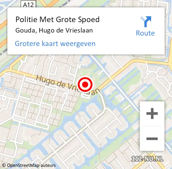 Locatie op kaart van de 112 melding: Politie Met Grote Spoed Naar Gouda, Hugo de Vrieslaan op 4 november 2024 12:35