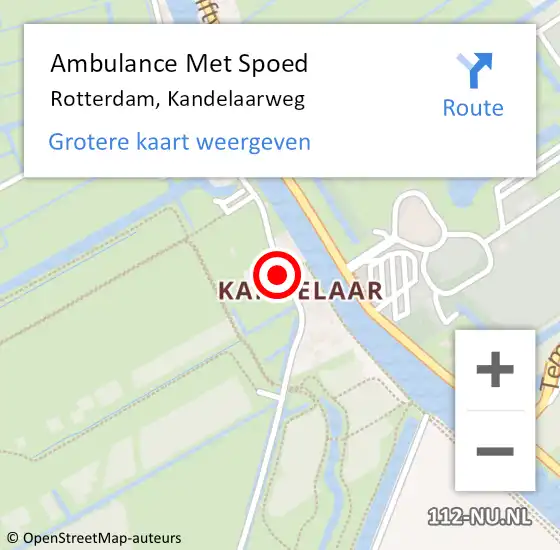 Locatie op kaart van de 112 melding: Ambulance Met Spoed Naar Rotterdam, Kandelaarweg op 4 november 2024 12:53