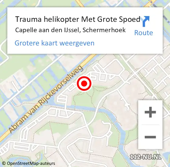 Locatie op kaart van de 112 melding: Trauma helikopter Met Grote Spoed Naar Capelle aan den IJssel, Schermerhoek op 4 november 2024 13:03