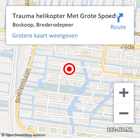 Locatie op kaart van de 112 melding: Trauma helikopter Met Grote Spoed Naar Boskoop, Brederodepeer op 4 november 2024 13:18