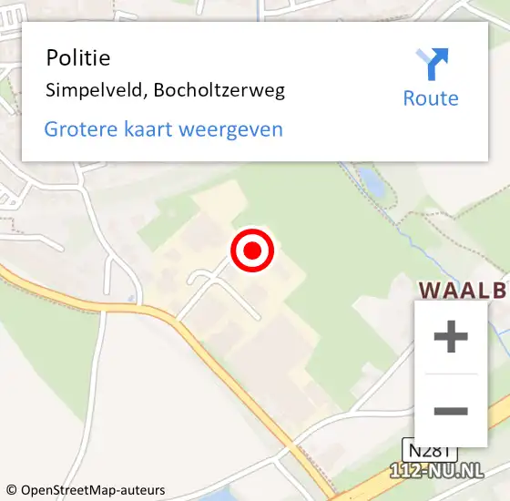 Locatie op kaart van de 112 melding: Politie Simpelveld, Bocholtzerweg op 4 november 2024 13:21