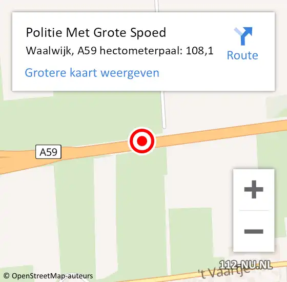 Locatie op kaart van de 112 melding: Politie Met Grote Spoed Naar Waalwijk, A59 hectometerpaal: 108,1 op 4 november 2024 13:22