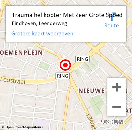 Locatie op kaart van de 112 melding: Trauma helikopter Met Zeer Grote Spoed Naar Eindhoven, Leenderweg op 4 november 2024 13:25