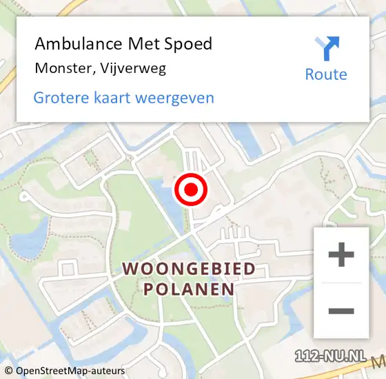 Locatie op kaart van de 112 melding: Ambulance Met Spoed Naar Monster, Vijverweg op 4 november 2024 13:27