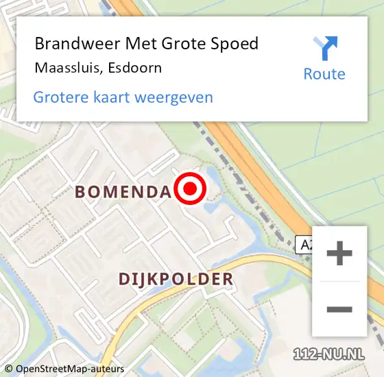 Locatie op kaart van de 112 melding: Brandweer Met Grote Spoed Naar Maassluis, Esdoorn op 4 november 2024 13:38