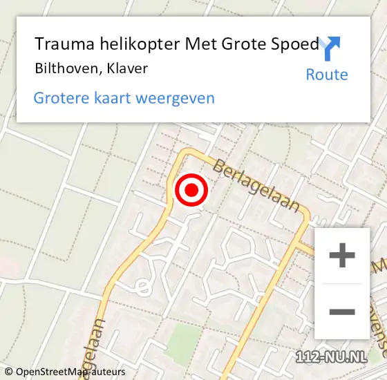 Locatie op kaart van de 112 melding: Trauma helikopter Met Grote Spoed Naar Bilthoven, Klaver op 4 november 2024 13:46