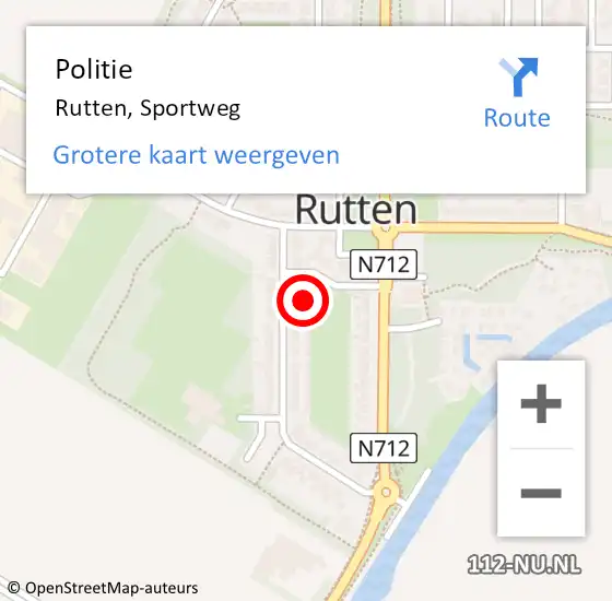 Locatie op kaart van de 112 melding: Politie Rutten, Sportweg op 4 november 2024 13:49