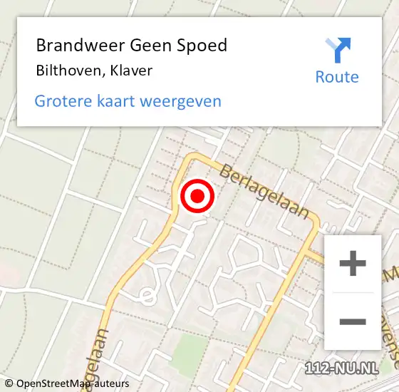 Locatie op kaart van de 112 melding: Brandweer Geen Spoed Naar Bilthoven, Klaver op 4 november 2024 13:57