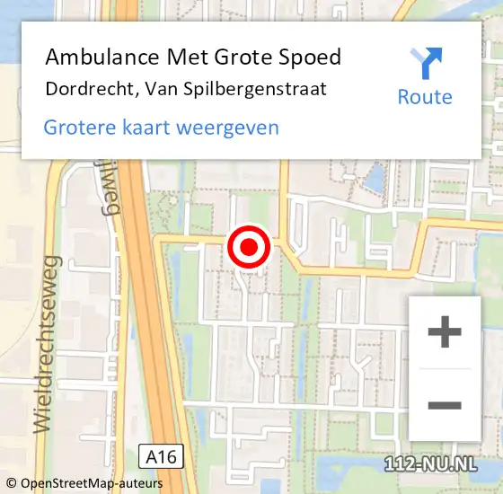 Locatie op kaart van de 112 melding: Ambulance Met Grote Spoed Naar Dordrecht, Van Spilbergenstraat op 4 november 2024 14:00