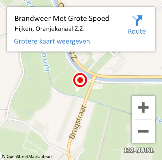 Locatie op kaart van de 112 melding: Brandweer Met Grote Spoed Naar Hijken, Oranjekanaal Z.Z. op 4 november 2024 14:35