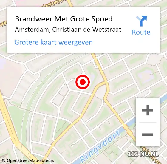 Locatie op kaart van de 112 melding: Brandweer Met Grote Spoed Naar Amsterdam, Christiaan de Wetstraat op 4 november 2024 14:45