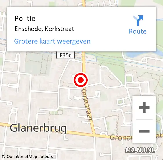 Locatie op kaart van de 112 melding: Politie Enschede, Kerkstraat op 4 november 2024 14:54