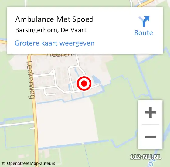 Locatie op kaart van de 112 melding: Ambulance Met Spoed Naar Barsingerhorn, De Vaart op 4 november 2024 15:04