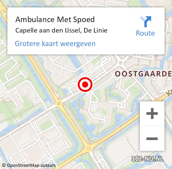 Locatie op kaart van de 112 melding: Ambulance Met Spoed Naar Capelle aan den IJssel, De Linie op 4 november 2024 15:05