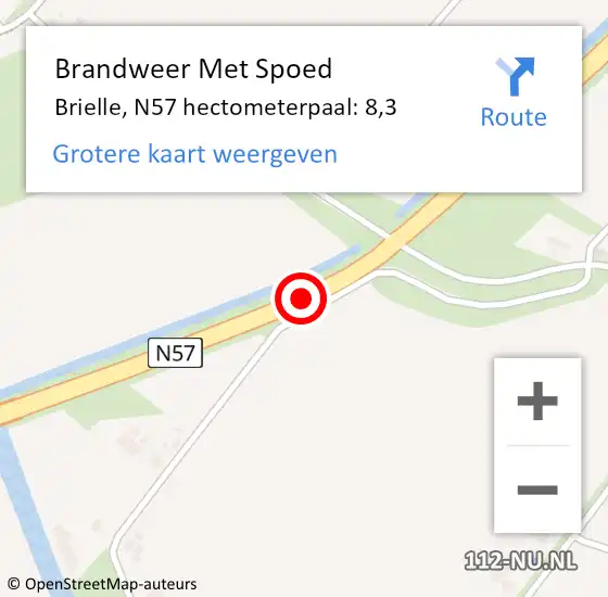 Locatie op kaart van de 112 melding: Brandweer Met Spoed Naar Brielle, N57 hectometerpaal: 8,3 op 4 november 2024 15:06