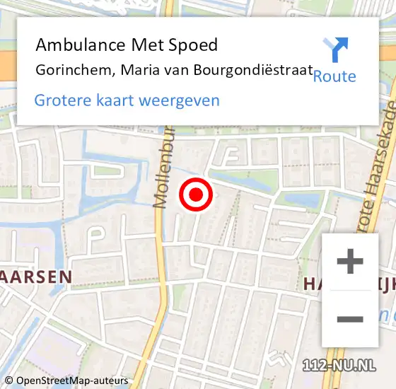 Locatie op kaart van de 112 melding: Ambulance Met Spoed Naar Gorinchem, Maria van Bourgondiëstraat op 4 november 2024 15:19