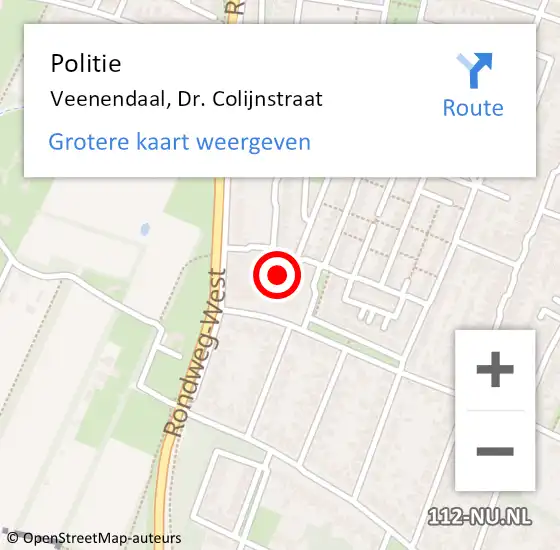 Locatie op kaart van de 112 melding: Politie Veenendaal, Dr. Colijnstraat op 4 november 2024 15:20