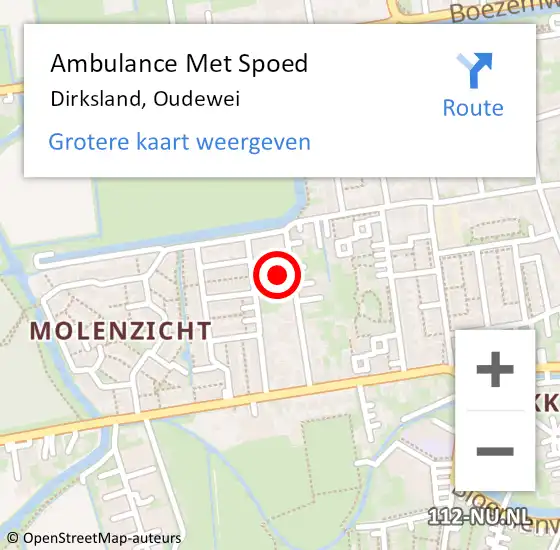 Locatie op kaart van de 112 melding: Ambulance Met Spoed Naar Dirksland, Oudewei op 4 november 2024 15:21