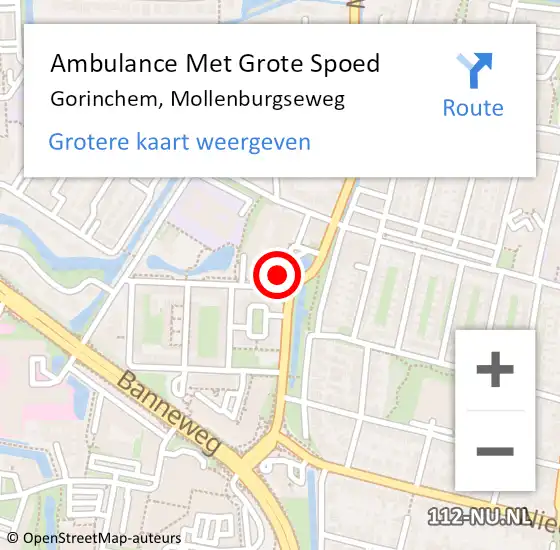 Locatie op kaart van de 112 melding: Ambulance Met Grote Spoed Naar Gorinchem, Mollenburgseweg op 4 november 2024 15:29