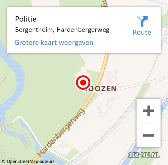 Locatie op kaart van de 112 melding: Politie Bergentheim, Hardenbergerweg op 4 november 2024 15:44