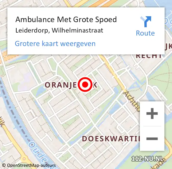 Locatie op kaart van de 112 melding: Ambulance Met Grote Spoed Naar Leiderdorp, Wilhelminastraat op 4 november 2024 15:44