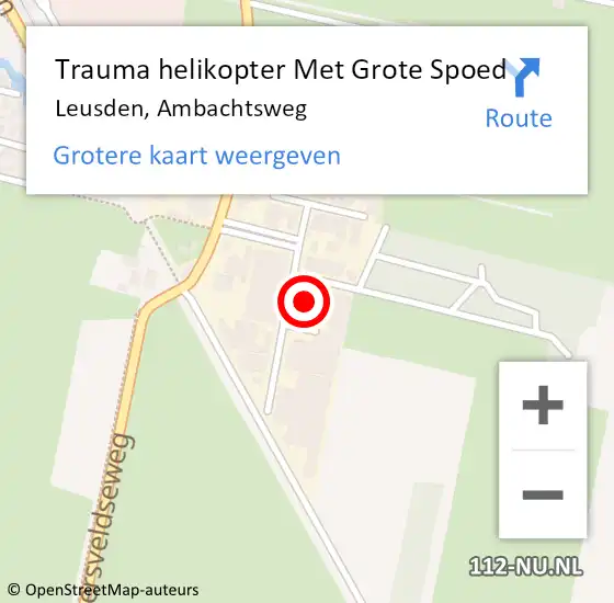 Locatie op kaart van de 112 melding: Trauma helikopter Met Grote Spoed Naar Leusden, Ambachtsweg op 4 november 2024 15:58