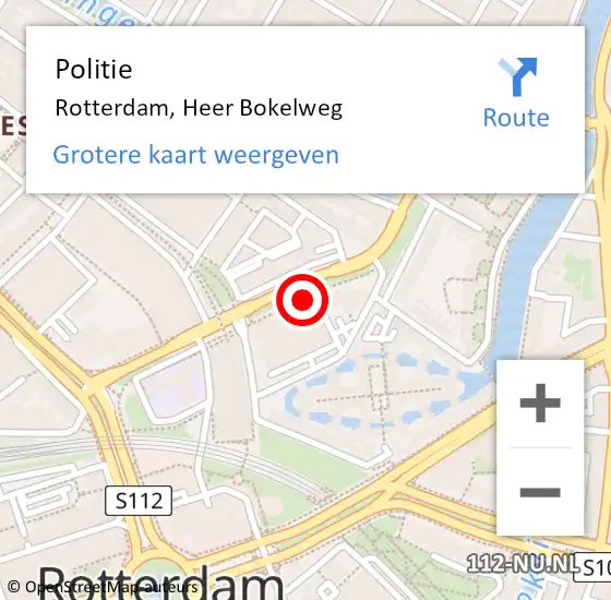 Locatie op kaart van de 112 melding: Politie Rotterdam, Heer Bokelweg op 4 november 2024 16:05