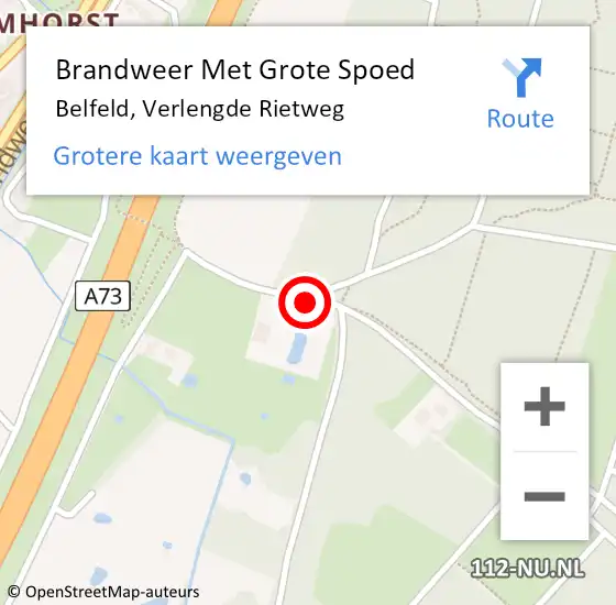 Locatie op kaart van de 112 melding: Brandweer Met Grote Spoed Naar Belfeld, Verlengde Rietweg op 4 november 2024 16:23