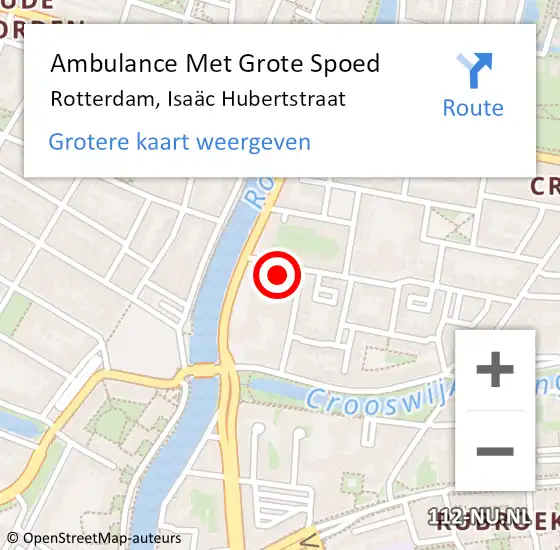 Locatie op kaart van de 112 melding: Ambulance Met Grote Spoed Naar Rotterdam, Isaäc Hubertstraat op 4 november 2024 16:39